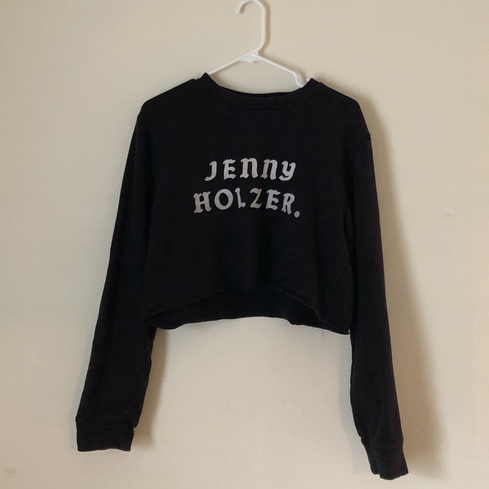 Hand-made Cropped Jenny Holzer Sweatshirt